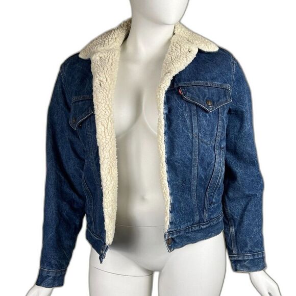 Levi’s San Fransisco Vintage Unisex Size XL Denim Sherpa Trucker Jean Jacket USA - Picture 1 of 16